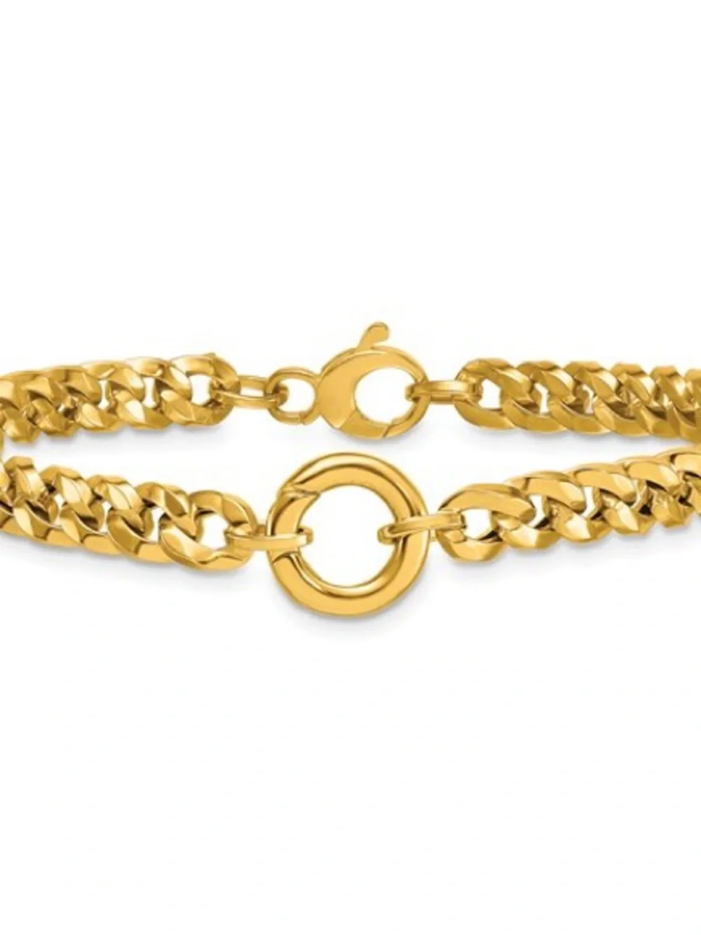 Herco 14K Yellow Gold Curb Chain Charm Holder Bracelet 7.5